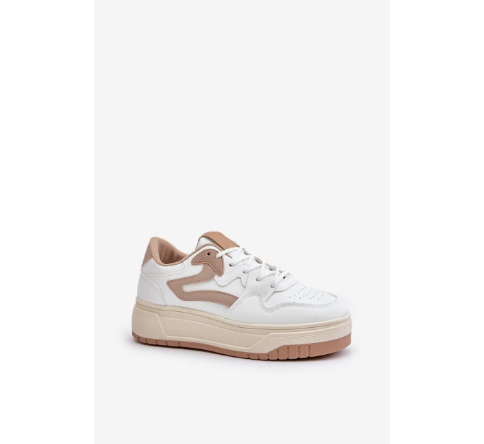 Dámské kožené sportovní boty na masivní platformě béžové model 21671302 - Boto Dámské kožené sportovní boty na masivní platformě béžové model 21671302 - Boto