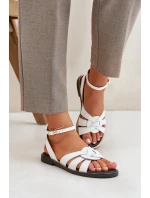 Kožené Dámské Sandály Na Plochém Podpatku Bílé Zazoo model 21682210 - Boto Kožené Dámské Sandály Na Plochém Podpatku Bílé Zazoo model 21682210 - Boto