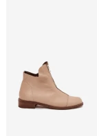 Kožené Boty Na Zip Béžové Zazoo 2785/079 Kožené Boty Na Zip Béžové Zazoo 2785/079