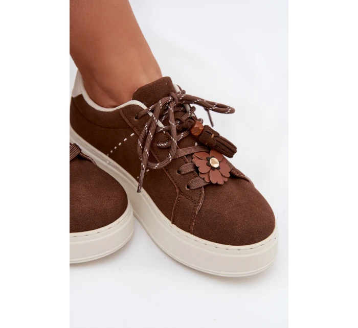 Dámské tenisky na platformě s ozdobnými čokoládové model 21919538 - Boto Dámské tenisky na platformě s ozdobnými čokoládové model 21919538 - Boto