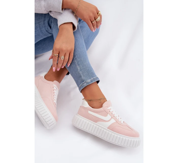 Dámské tenisky na platformě z eko semiše Růžové Cadrina