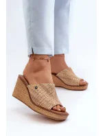 Dámské pantofle na klínku Sergio Leone Béžová Dámské pantofle na klínku Sergio Leone Béžová