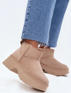 Dámské nízké sněhule Mavelle s kožíškem – khaki