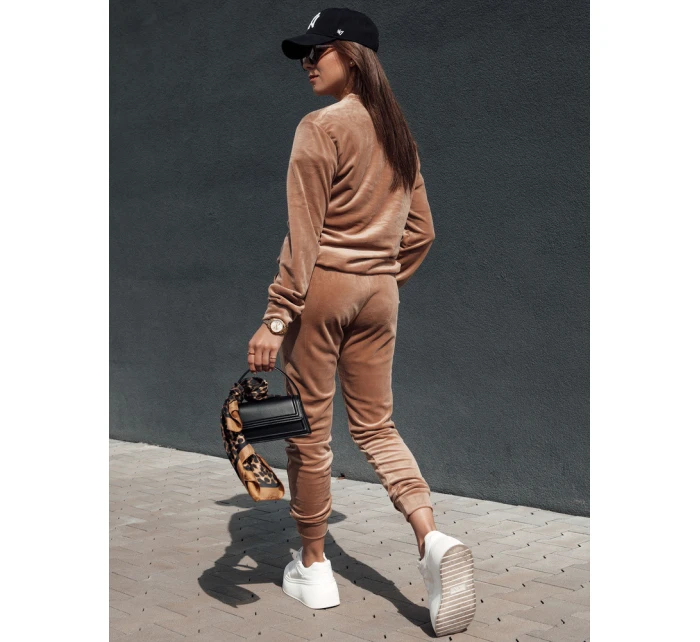 Dámský velurový komplet URBANVELVET světle hnědý FashionStreet AY1061