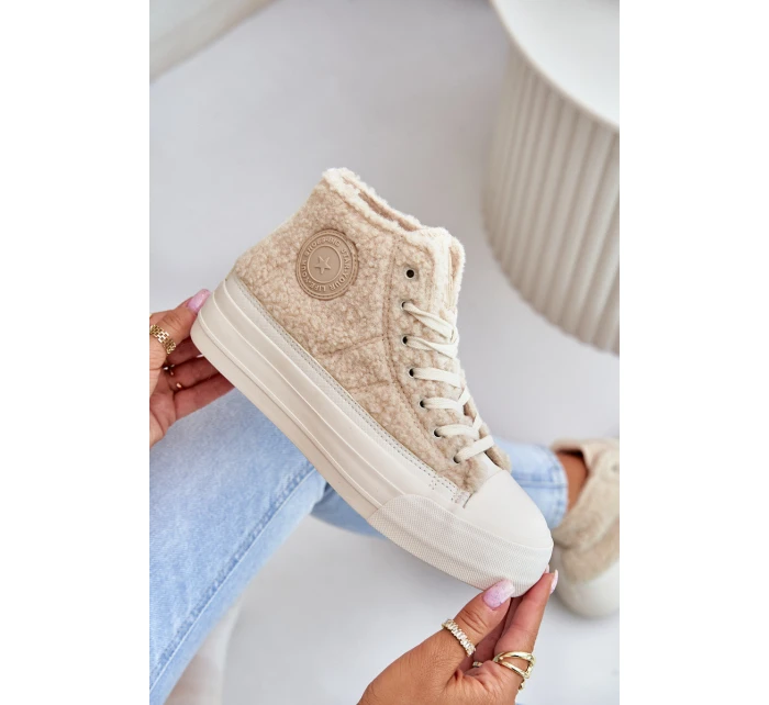 Zateplené Dámské Tenisky S Kožíškem Big Star Béžové model 21675253 - Big Star Shoes Zateplené Dámské Tenisky S Kožíškem Big Star Béžové model 21675253 - Big Star Shoes