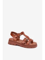 Dámské Sandály Eko Kůže S Přezkami Camel model 21699613 - Boto Dámské Sandály Eko Kůže S Přezkami Camel model 21699613 - Boto