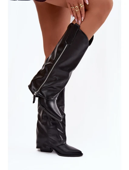 Dámské kotníkové kozačky kovbojky na podpatku Palira – černé, eko kůže Dámské kotníkové kozačky kovbojky na podpatku Palira – černé, eko kůže