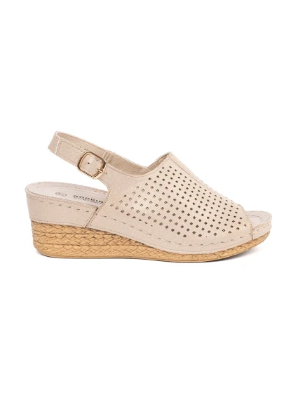 Klasické dámské  sandály zlaté na klínku