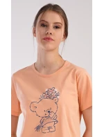 Dámská noční košile s krátkým rukávem Méďa s kytkou