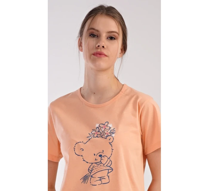 Dámská noční košile s krátkým rukávem Méďa s kytkou