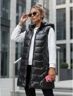 Dámská prošívaná vesta s kapucí tmavě šedá FashionStreet TY5338