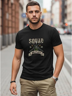 Pánské bavlněné tričko s vojenským motivem černé FashionStreet NX0154R