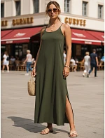 Dámské letní maxi šaty s viskózou, zelené, FashionStreet EY2661 Dámské letní maxi šaty s viskózou, zelené, FashionStreet EY2661