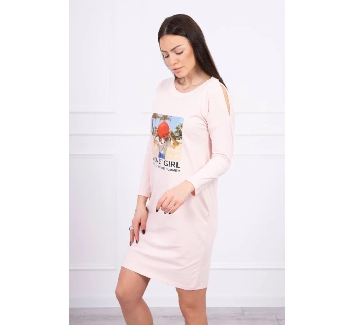 Šaty s potiskem Honey girl pudrově růžové