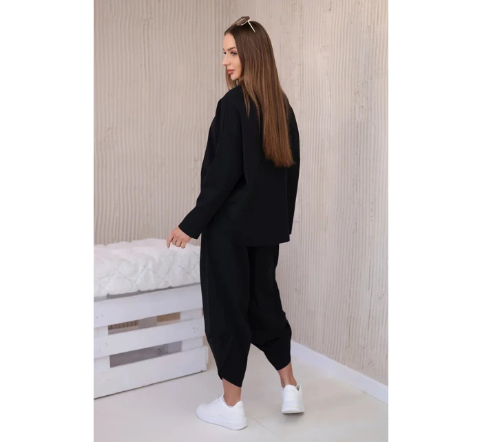 Komplet nových mikinových kalhot Punto Černý Komplet nových mikinových kalhot Punto Černý