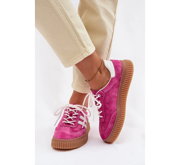 Dámské semišové tenisky na platformě fuchsiové model 22100209 - Boto Dámské semišové tenisky na platformě fuchsiové model 22100209 - Boto