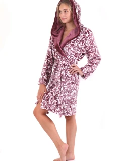 Dámský župan Flora s kapucí krátký  vínový  model 21924383 - Vestis
