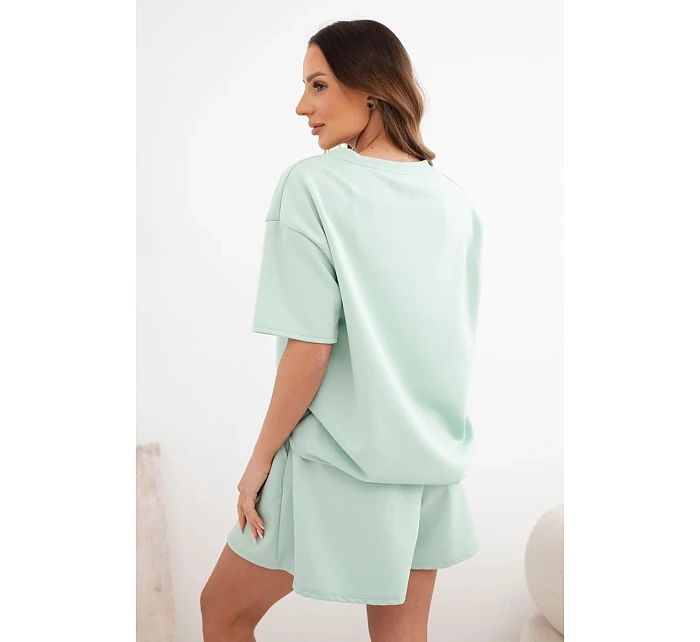 Dámský viskózový máslový komplet s krátkým rukávem a kraťasy s vysokým pasem tmavě mátová Dámský viskózový máslový komplet s krátkým rukávem a kraťasy s vysokým pasem tmavě mátová