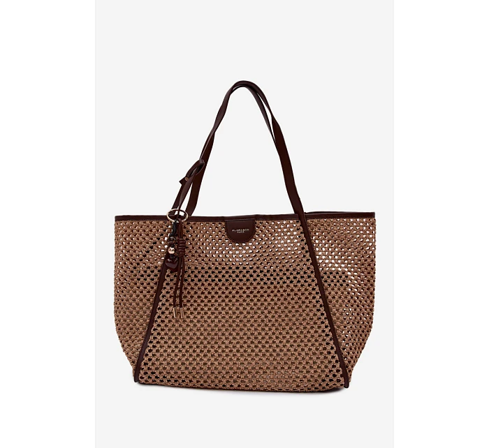Pletená taška typu s přívěskem Velká hnědá model 22111696 - Flora&Co