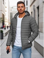 Pánská přechodná prošívaná tmavě šedá bunda FashionStreet TX4422