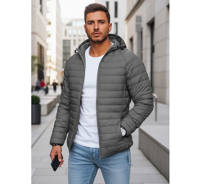 Pánská přechodná prošívaná tmavě šedá bunda FashionStreet TX4422