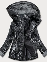 Lesklá černá prošívaná dámská bunda (B9573)