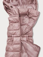 Teplá dámská vesta v pudrově růžové barvě z eko kůže (D-3231-59S)