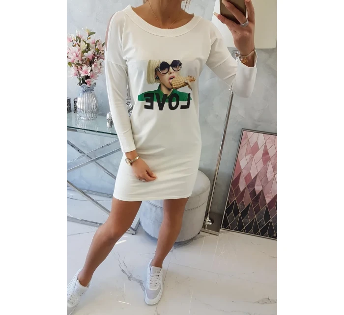 Šaty s potiskem Love ecru Šaty s potiskem Love ecru