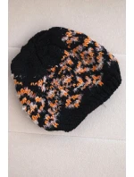 Dámská zimní vlněná čepice s ozdobnými krystalky K399 černá