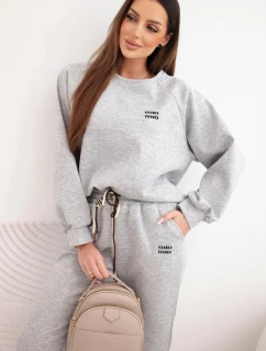 Dámský set z viskózy s mikinou a kalhotami máslový šedý