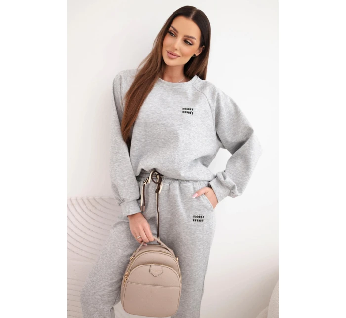 Dámský set z viskózy s mikinou a kalhotami máslový šedý