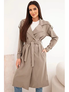 Dámský kabát vázaný v pase s límcem fango