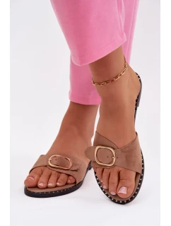 Dámské nazouváky na nízkém podpatku se zlatou sponou Camel Selivelle