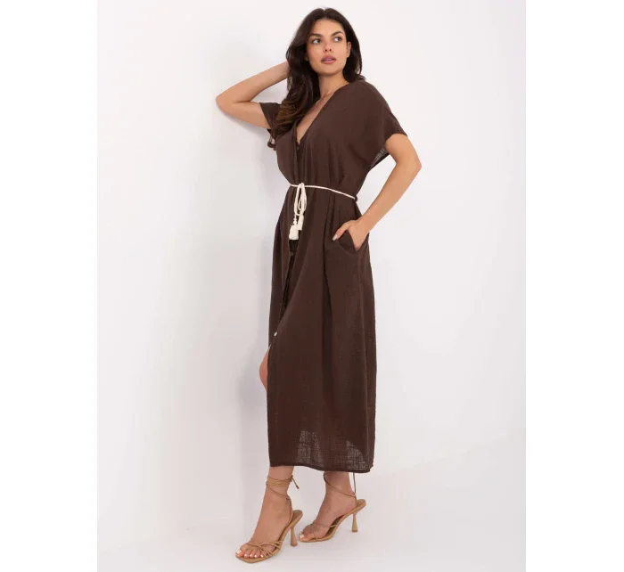 Sukienka TW SK BI model 21190958 ciemny brązowy - FPrice Sukienka TW SK BI model 21190958 ciemny brązowy - FPrice