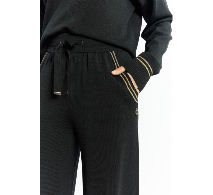 Monnari Kalhoty Dámské kalhoty se širokými nohavicemi Black