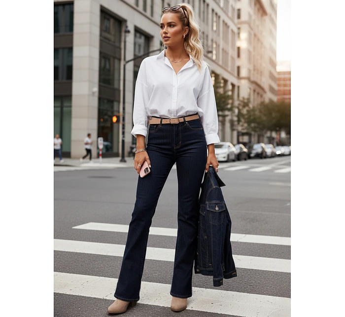 Dámské džíny s vysokým pasem  UY2911 tmavě modré - FashionStreet 