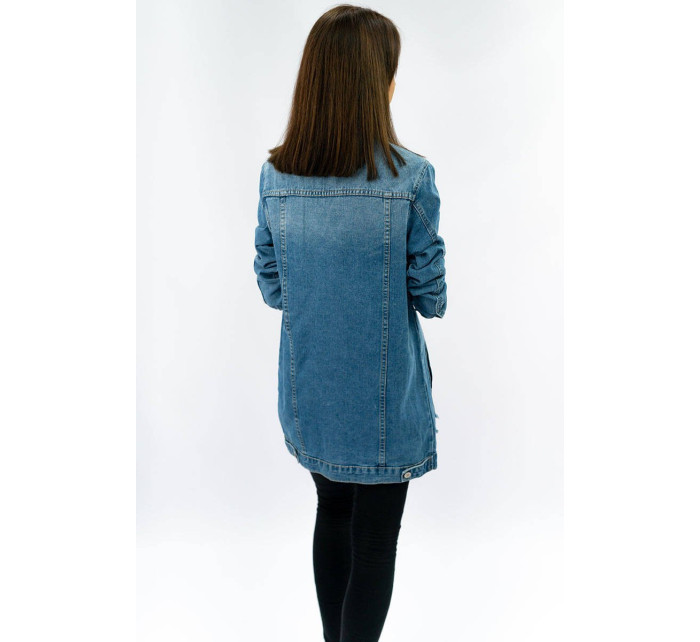 Dlouhá světle modrá dámská džínová oversize bunda model 16144665 - IZZY DENIM
