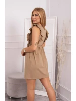 Šaty s volánky na bocích camel