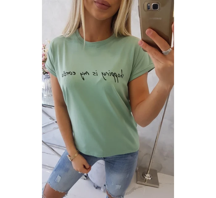 Nakupování je moje kardio tmavě mátová halenka Nakupování je moje kardio tmavě mátová halenka