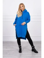 Zateplená halenka s bočními rozparky chrpově modrá Zateplená halenka s bočními rozparky chrpově modrá