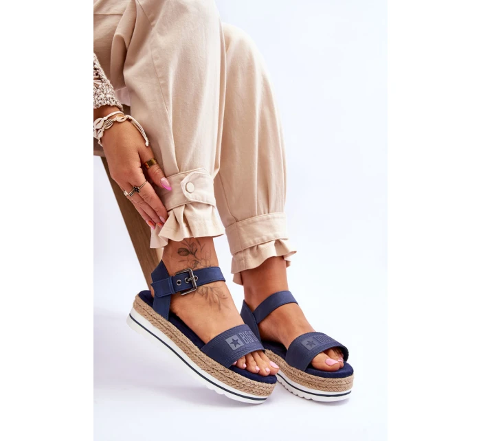 Dámské pohodlné sandály na platformě Big Star LL274869 námořnická modrá