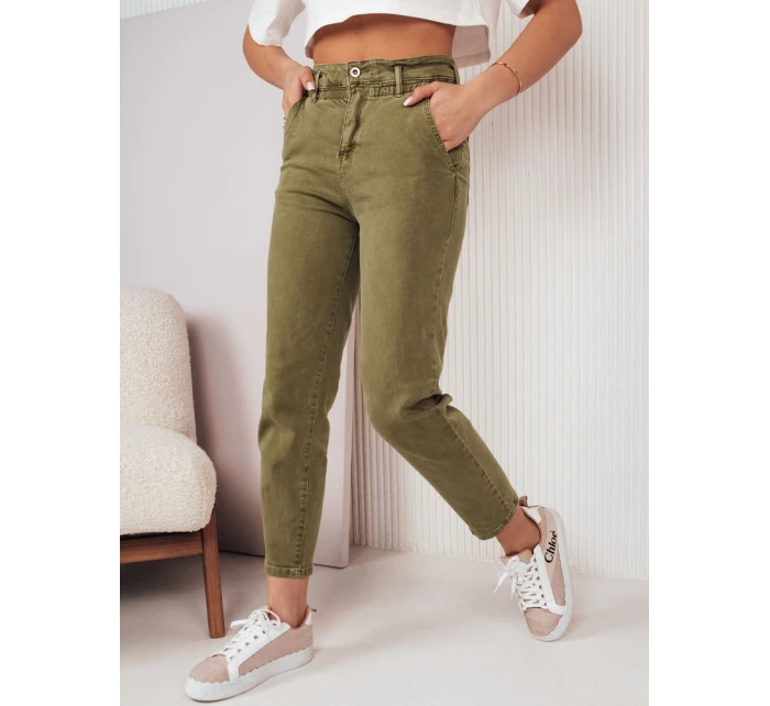 Dámské kalhoty maminkovského střihu FINN zelené FashionStreet UY1594