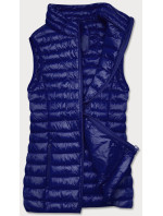 Tmavě modrá krátká dámská prošívaná vesta model 17199557 - J.STYLE
