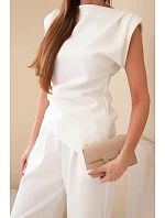 Komplet asymetrická halenka + kalhoty ecru Komplet asymetrická halenka + kalhoty ecru