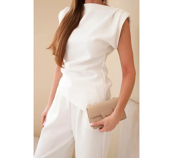 Komplet asymetrická halenka + kalhoty ecru Komplet asymetrická halenka + kalhoty ecru