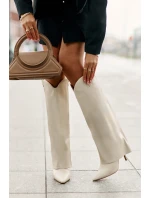 Kozačky Na Podpatku S Svrškem Světle Béžové model 21677301 - Boto