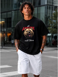 Koszulka męska oversize z nadrukiem czarna model 22216158 - FashionStreet