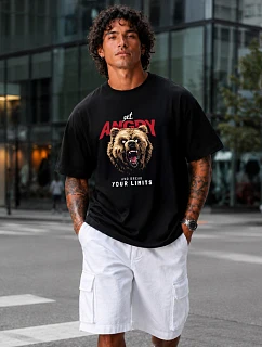 Koszulka męska oversize z nadrukiem czarna model 22216158 - FashionStreet