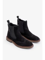 Semišové Pánské Kotníkové Boty Chelsea Big Star Černé Semišové Pánské Kotníkové Boty Chelsea Big Star Černé