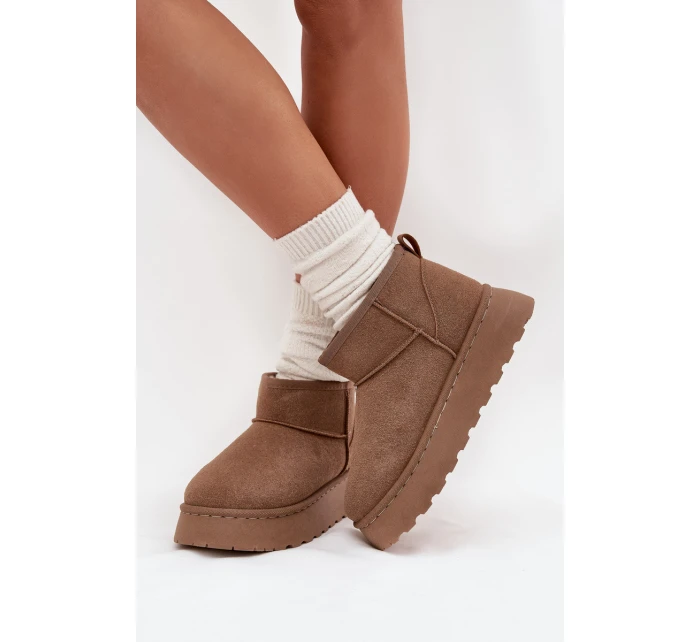 Dámské sněhule na platformě s kožíškem Vesirae – khaki